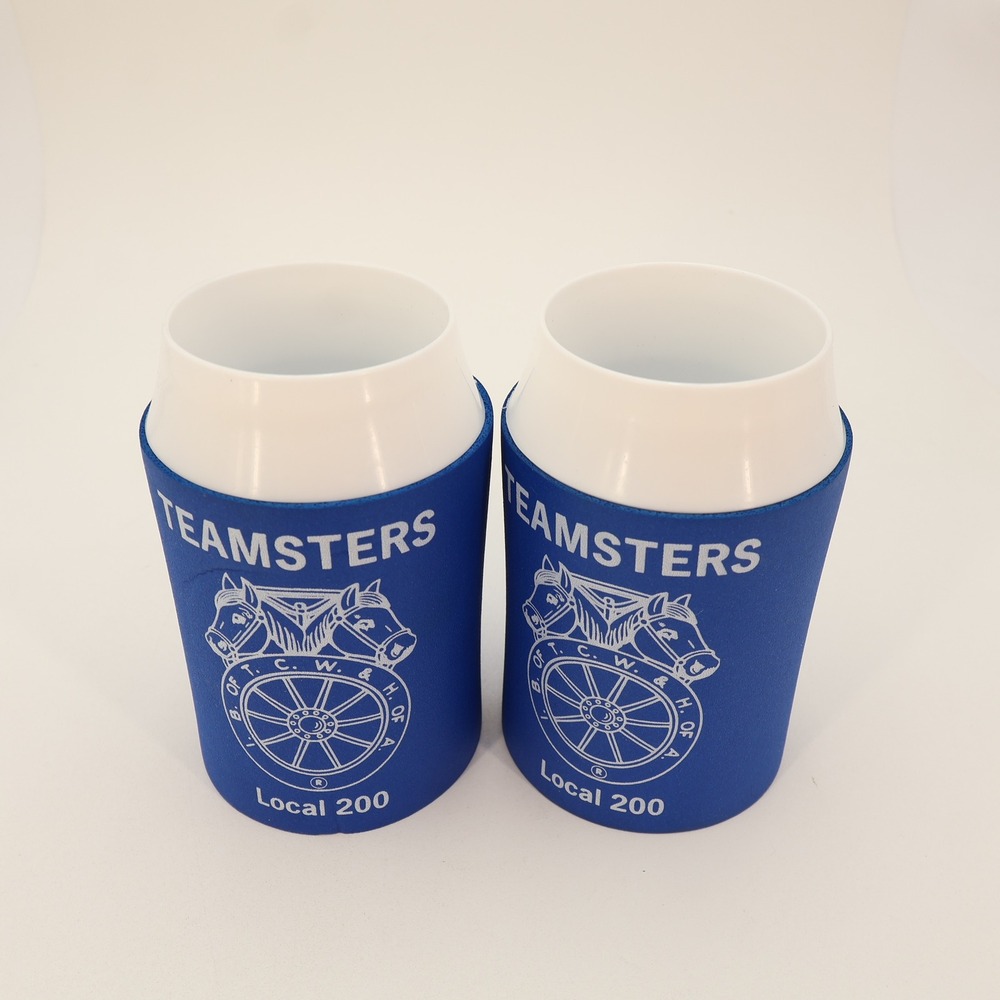 Vintage Teamsters Local 200 Insulated Beverage Can Cooler Set of 2 Blue White